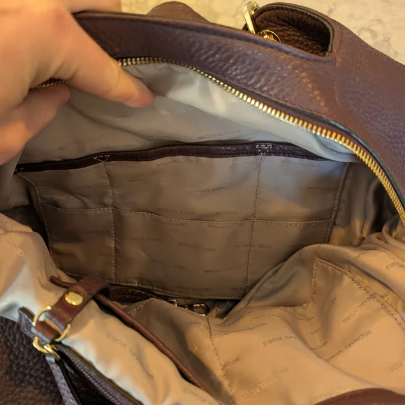 Michael Kors Plum Fulton Large Leather Hobo Bag with Gold Accents - Picture 6 of 10